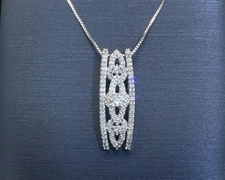 0.30ct Diamond Ribbon Filiigree Slide Pendant in White Gold; $1,349 Retail