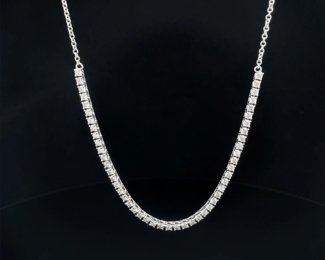 1.51ct Diamond Tennis Necklace w. Cable Chain Made in ITALY, 14k White Gold w/ Extension $4950 Retail