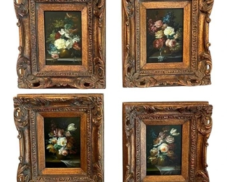4 Vintage Still Life Oil Paintings