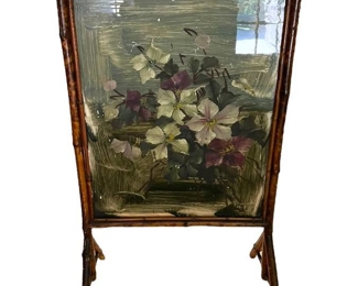 Antique Victorian Bamboo Firescreen