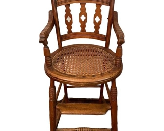 Antique Victorian Ash Wood Childrens High Chair