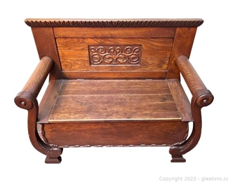 Antique Oak Hall Bench