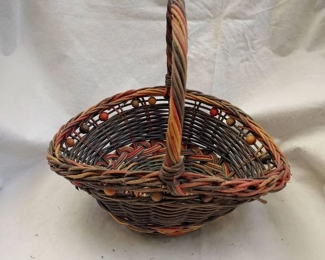 Colorful Vintage Woven Basket with Beads