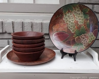 Lovely Serving Tray and Other Items Decorative Plate Wood Bowls and Wood Plate