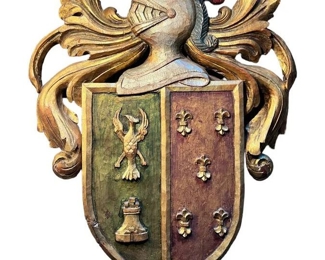 Medieval Hand Carved and Painted Coat of Arms