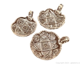 Three Vintage Brilliant Cut Crystal Nappy Dishes