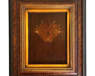 Unique Carved Wood Paned with Mother of Pearl Inlay