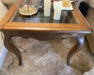 Glass / Wood Trim End Table $ 74.00