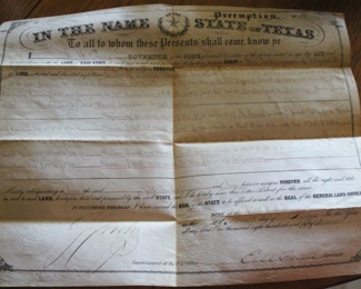 1800'S LAND GRANT FOR TEXAS