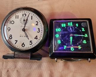 Vintage Clocks, one with Uranium Dial