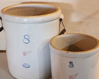 Red Wing 8 gallon crock, and Red Wing 3 gallon crock