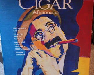 Signed Art Work by Milwaukee, Artist, James Hartel Groucho Marx on Cigar Aficionado Magazine Cover