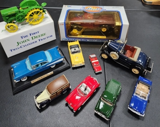 Diecast Cars and John Deere Tractor