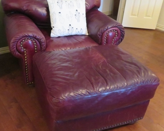 Leather chair and ottoman