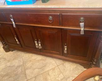 Pennsylvania House Cortland Manor Marble Top/ Matching Side Table, Hutch and Dinning Table and Chairs 