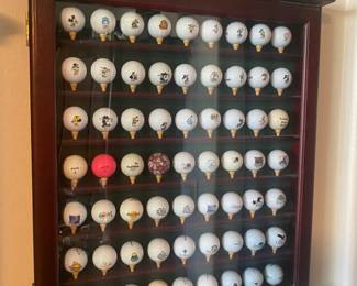 Wooden Golf Ball Display Case with Disney Balls 