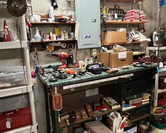 Unfinished basement tool room