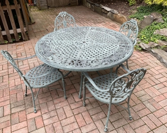Tuscany Design Patio Table and chairs by Cast Classics Langrave bought at Seasons Two $2500