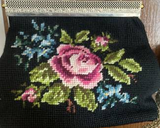 Needlepoint handbag possibly made from a kit.