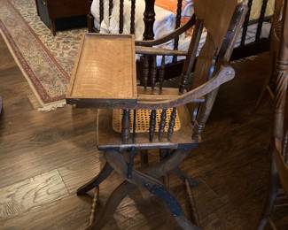 Antique oak high chair