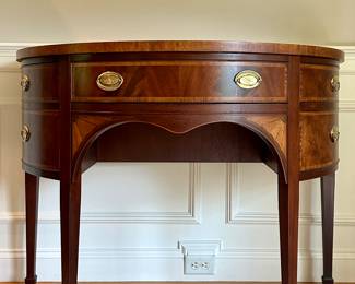 (2) Baker Chippendale Demilune Tables