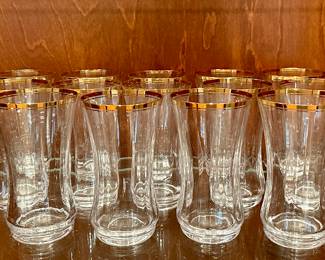 (14) Mikasa South Hampton Gold Water Glasses