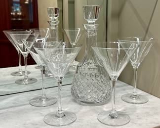 Waterford Decantar & (4) Martini Glasses