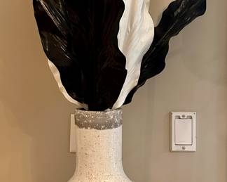 CB2 Textured Vase with Z Gallerie Leaves