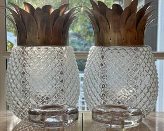 (2) Pineapple Pillar Candleholders
