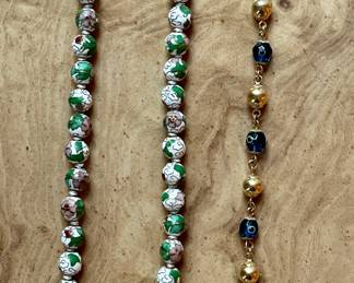 Cloisonne Necklace (left) & 14K Evil Eye Bracelet