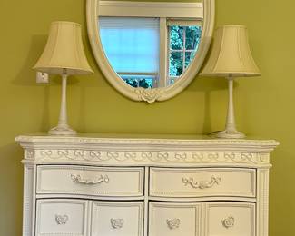 Disney Princess "Fairytale White" Six Drawer Dresser & Disney Princess "Fairytale White" Mirror