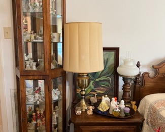 curio cabinet, bedside tables