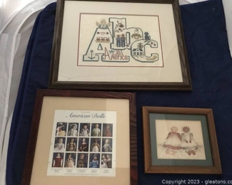 American Made ABC Cross Stitch US Stamps of American Made Dolls