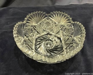 ABCG American Brilliant Period Cut Crystal Hipstar Fan Sawtooth Serving Bowl