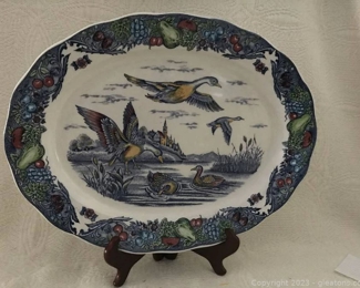 Beautiful Blue Transferware Pottery Platter