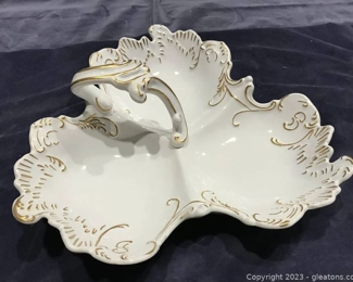 Exquisite White and Gold Serving Dish Made in Italy