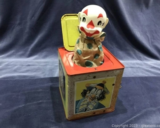 For Your Old Tin Toy Collection 1950s Clown Jack in the Box