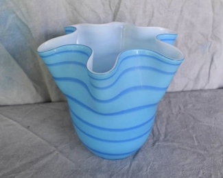 Hand Blown Handkerchief Art Glass Vase