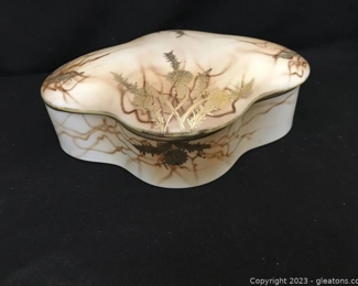 Incredible Hand Painted Porcelain Lidded Box Made in Occupied Japan