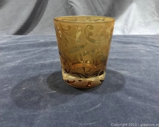 Michael Weems Frosted Amber Elise Old Fashion Glass