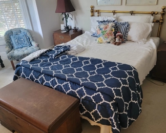 Ceder Chest and Queen Size Brass Headboard and Mattress w/ box Springs
