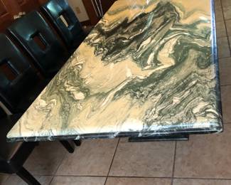 MARBLE TABLE 79" X 39" 79" HIGH PEDESTAL 27 1/2" X 16" 