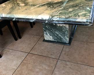 MARBLE TABLE 79" X 39" 79" HIGH PEDESTAL 27 1/2" X 16" 