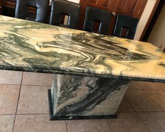 MARBLE TABLE 79" X 39" 79" HIGH PEDESTAL 27 1/2" X 16" 