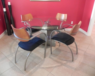 Glass Table with Four Chairs
