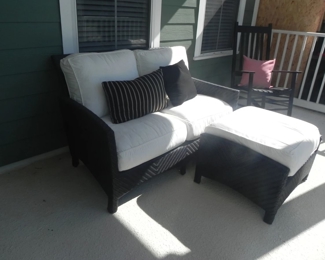 Outdoor Love Seat with Ottoman