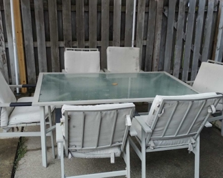 Glass Top Patio Table with Chairs