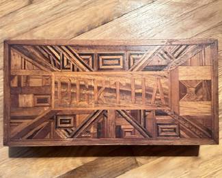 Handmade wood inlay Box was a Christmas Gift in 1923…app 12”