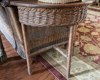 Wicker demilune table