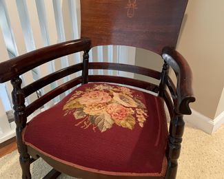 Antique rocker w/inlaid back